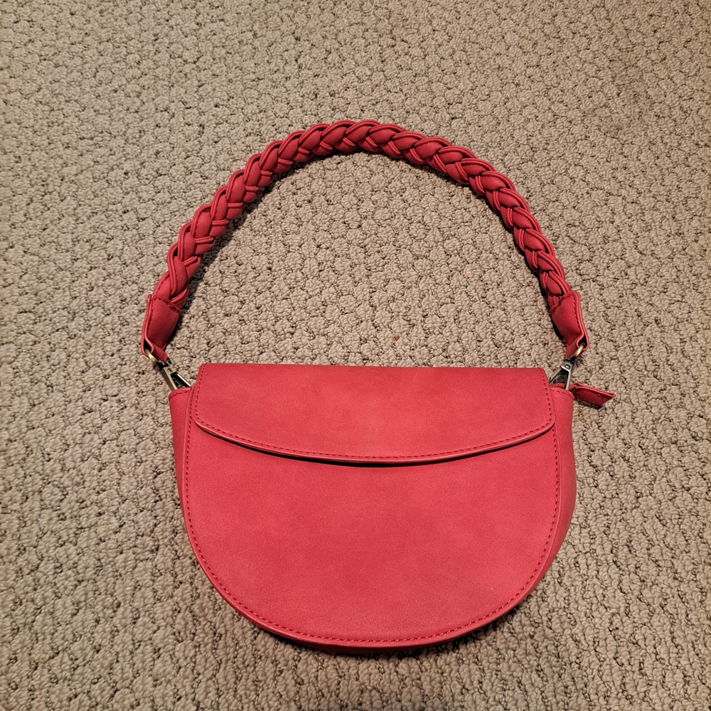 Joy Susan Red Shoulder Bag with Braided Handle